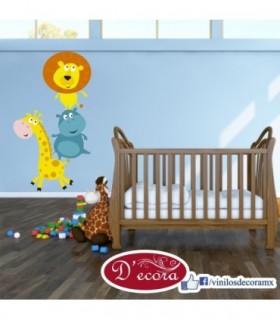 Vinilo Animales (jirafa, hipopótamo, león) 141