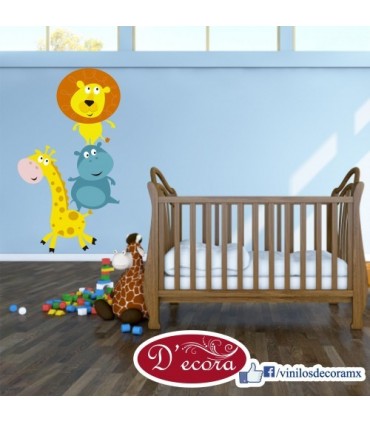 Vinilo Animales (jirafa, hipopótamo, león) 141