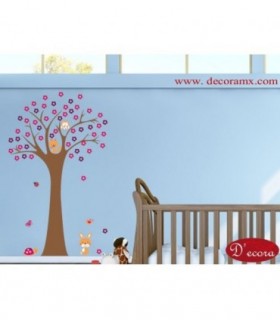 Vinilo Árbol Con Animales 160