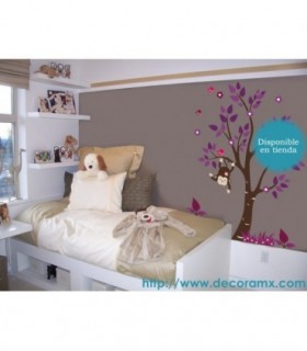 Vinilo Árbol con Changuita y Pajaritos 179