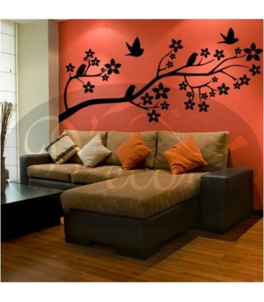 Vinilo Rama Con Aves 225