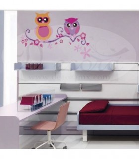 Vinilo Rama Con Búhos 318