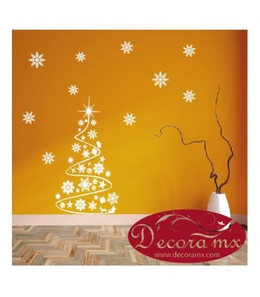 Vinilo Árbol Navideño y Copos 1011