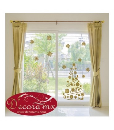 Vinilo Árbol Navideño y Copos 1011